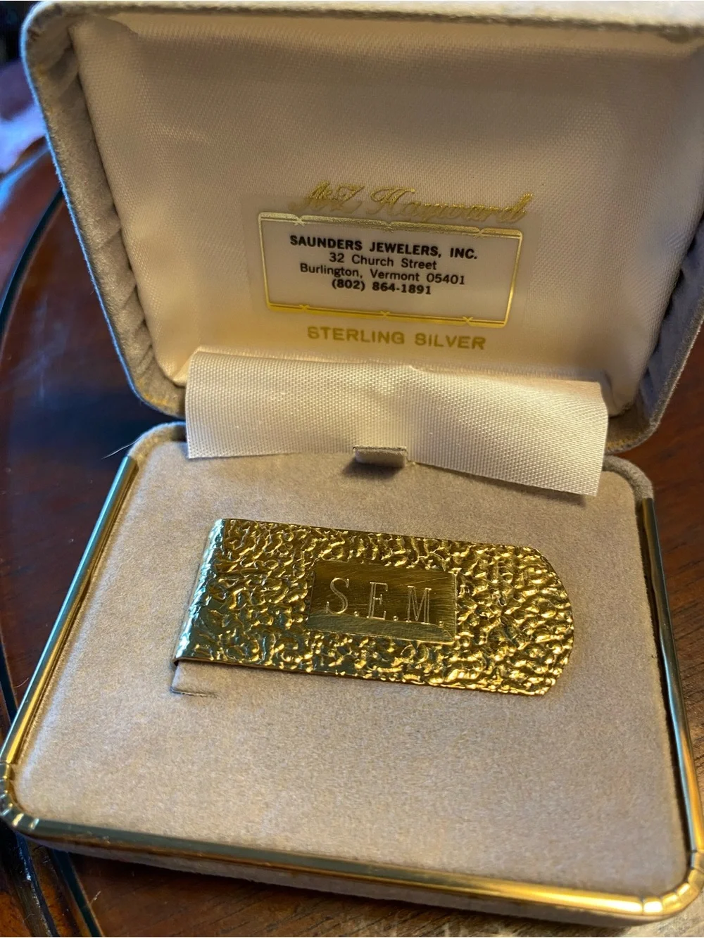 VTG 1/20 14KT Gold Filled Stamped  Money Clip 18g Monogrammed SEM, original